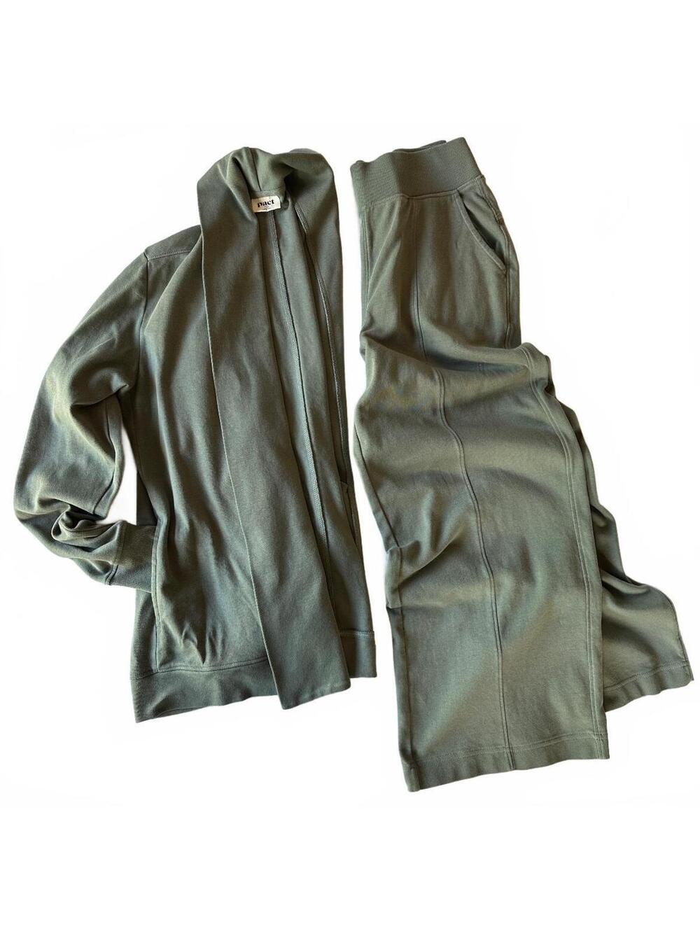 Pact Airplane wrap & cropped wide leg pants Organic Cotton Set Sz small